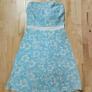 Strapless blue summer dress